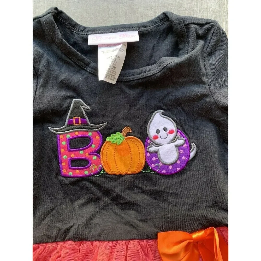 Bonnie Baby Girls Halloween Boo Outfit Set NEW Boutique Designer Cute 12 M